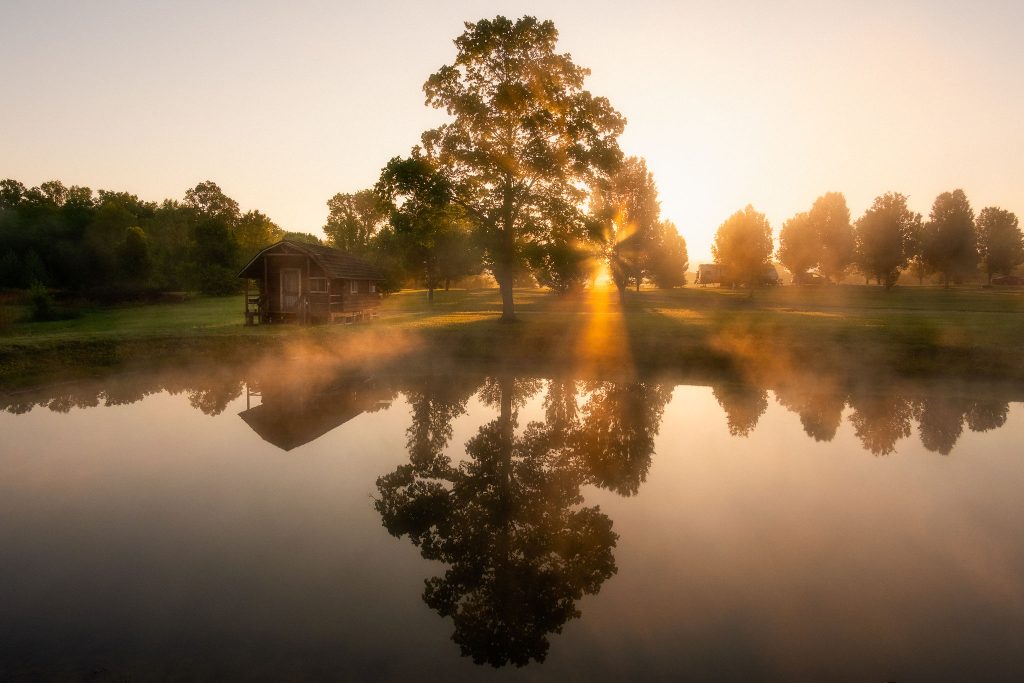 Pond at sunset