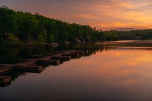Boat Dock at Mamoth lake at sunrise